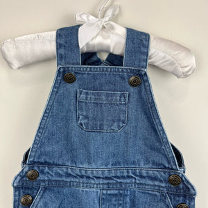 Mini Boden Fun Denim Dungarees Dinosaur Knees 6-9 Months