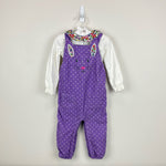 Load image into Gallery viewer, Mini Boden Cord Dungaree Set Aster Purple Pin Spot Bunny 12-18 Months
