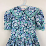 Load image into Gallery viewer, Vintage Wee Clancy Katie Pansy Blue Floral Ruffle Dress 8 USA
