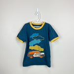 Load image into Gallery viewer, Mini Boden Stacked Car Applique Ringer Tee 7-8
