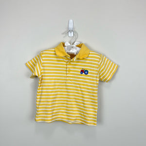 JoJo Maman Bebe Yellow Striped Tractor Polo 18-24 Months