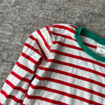 Load image into Gallery viewer, Mini Boden Festive Snug Fit Long John Pajama Set Red White Stripes 9
