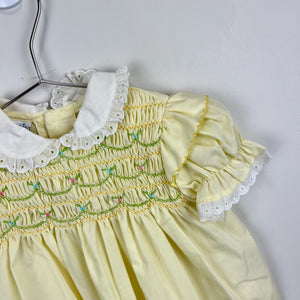 Vintage Polly Flinders Smocked Yellow Dress 24 Months