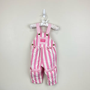 Vintage OshKosh B'gosh Pink Striped Overalls 18 Months USA