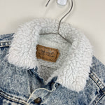 Load image into Gallery viewer, Vintage Levi's Acid Wash Sherpa Lined Orange Tab Denim Jacket 6 USA
