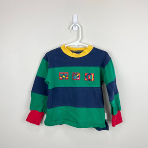 Vintage Gymboree Long Sleeve Striped Sports Patch Shirt Medium 3-4