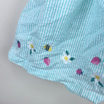 Load image into Gallery viewer, JoJo Maman Bebe Embroidered Aqua Smocked Seersucker Dress 6-12 Months
