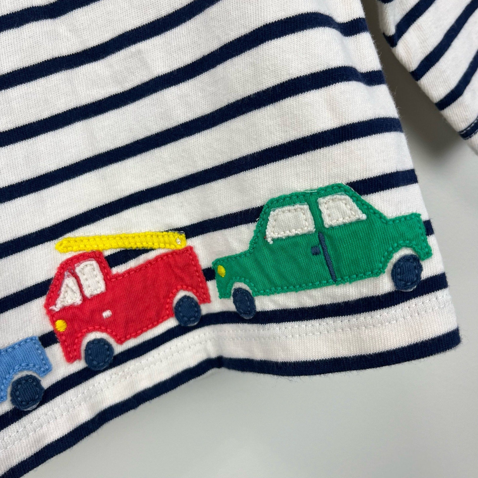 Mini Boden Breton Stripe Applique Car Tee Shirt 3-6 Months