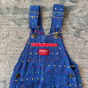 Vintage OshKosh B'gosh Blue Embroidered Shapes Overalls 4T USA