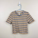 Load image into Gallery viewer, Cotton Emporium Kids' Meet &amp; Greet Stripe Rib T-Shirt Blue Multi Stripe S 7-8
