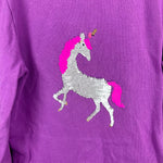 Load image into Gallery viewer, Mini Boden Sequin Flip Royal Unicorn Sweatshirt Dress 7-8
