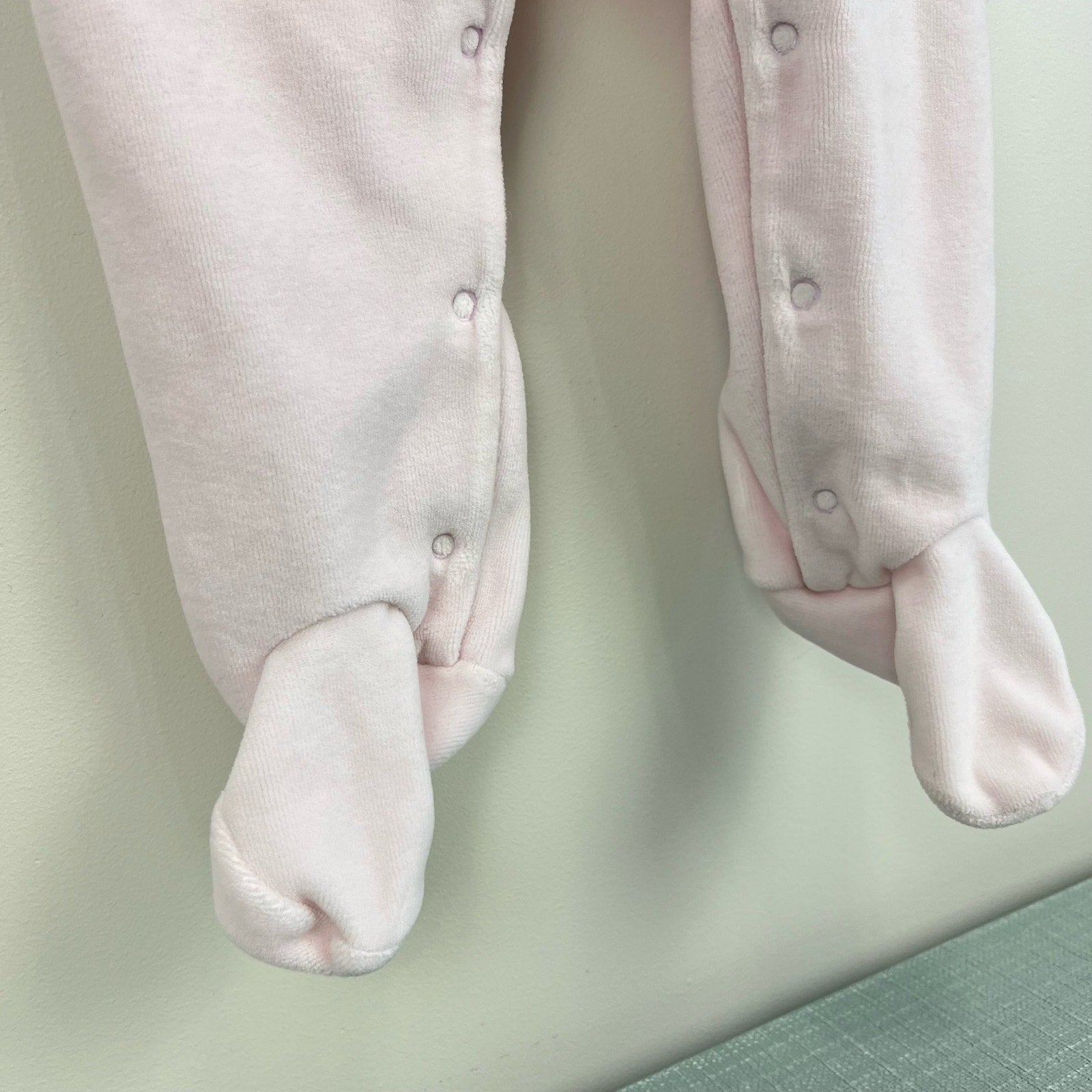 Jacadi Paris Pink Velour Ruffle Footie 12 Months