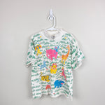 Load image into Gallery viewer, Vintage Spumoni Short Sleeve Safari Animals Puff Paint T-Shirt L 6 USA
