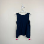 Load image into Gallery viewer, Lilly Pulitzer Girls Penny Tank Top True Navy Pink Tassels M 6-7
