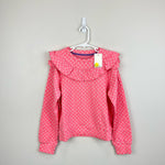 Load image into Gallery viewer, Mini Boden Frill Sweatshirt Crab Apple Pink Floral 9-10 NWT
