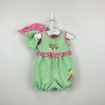 Load image into Gallery viewer, Vintage Good Lad Ruffle Fruit Romper &amp; Sun Hat 12 Months
