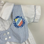 Load image into Gallery viewer, Vintage Alexis White Blue Bubble Romper Newborn
