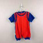 Load image into Gallery viewer, Vintage Mighty-Mac Knicks Basketball Romper Set Blue Orange 12 Months
