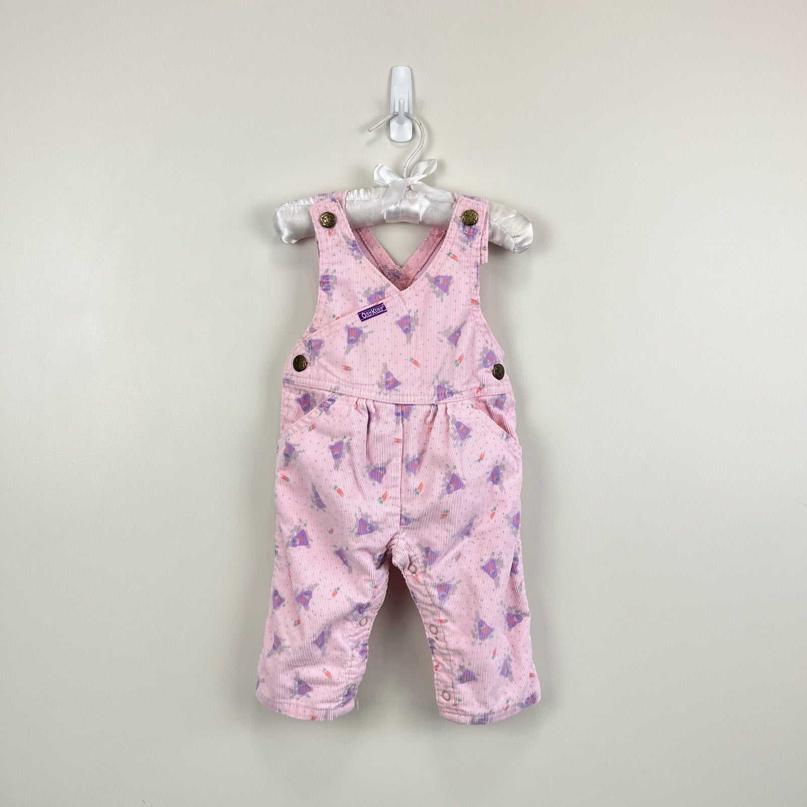 Vintage OshKosh B'gosh Pink Bunny Overalls 6-9 Months USA