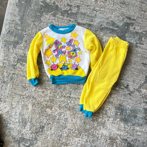 Vintage Tough Cookies Yellow Outer Space Sweatsuit 24 Months