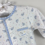 Load image into Gallery viewer, Magnolia Baby White Blue Sailboat Footie 9 Months
