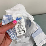 Load image into Gallery viewer, Vintage Alexis White Blue Bubble Romper Newborn
