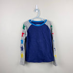 Load image into Gallery viewer, Mini Boden Raglan T-Shirt Starboard Blue Grey Marl Star 7-8
