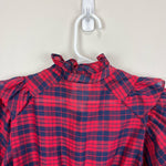 Load image into Gallery viewer, Vintage Cinderella Red Navy Ruffle Plaid Dress USSA
