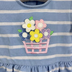 Load image into Gallery viewer, Florence Eiseman Stripe Knit Dress with Basket of Flowers Light Blue White 18 Months NWT
