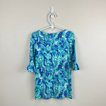 Load image into Gallery viewer, Lilly Pulitzer Girls Mini Sophie Ruffle Dress Sea Glass Aqua Seeing Double XS NWT
