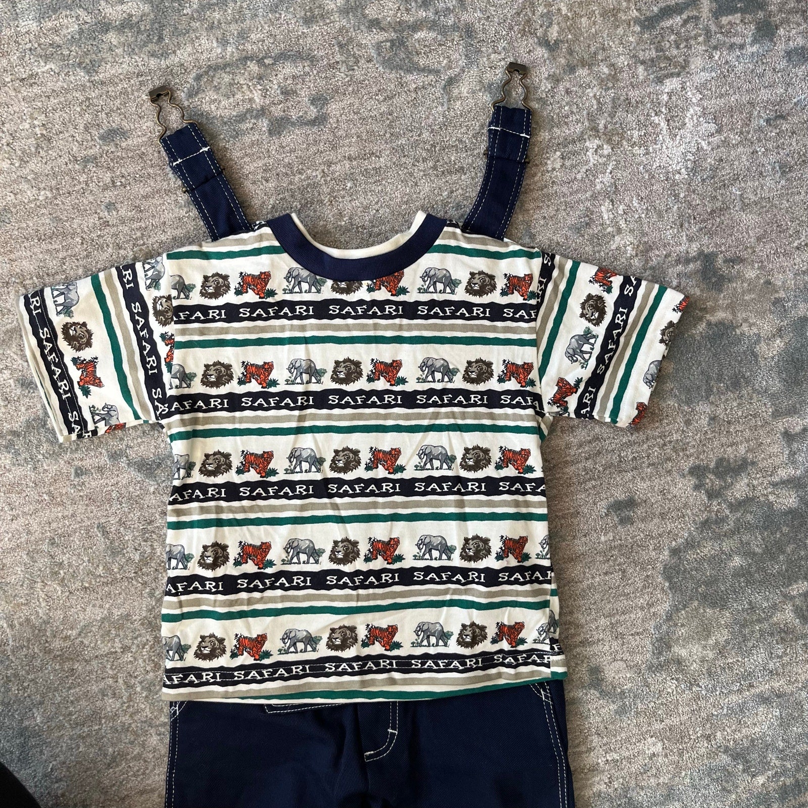 Vintage In Design Kids Blue Jean Safari Overalls Set 4T