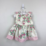 Load image into Gallery viewer, Vintage Pink Cream Floral Dress with Gingham Bows 24 Months
