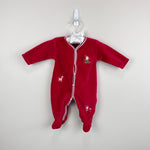 Load image into Gallery viewer, Kissy Kissy Red Velour Christmas Footie 0-3 Months
