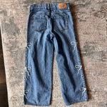 Load image into Gallery viewer, Abercrombie Kids High Rise Ultra Wide Leg Jeans Embroidered Bows 5/6 Long
