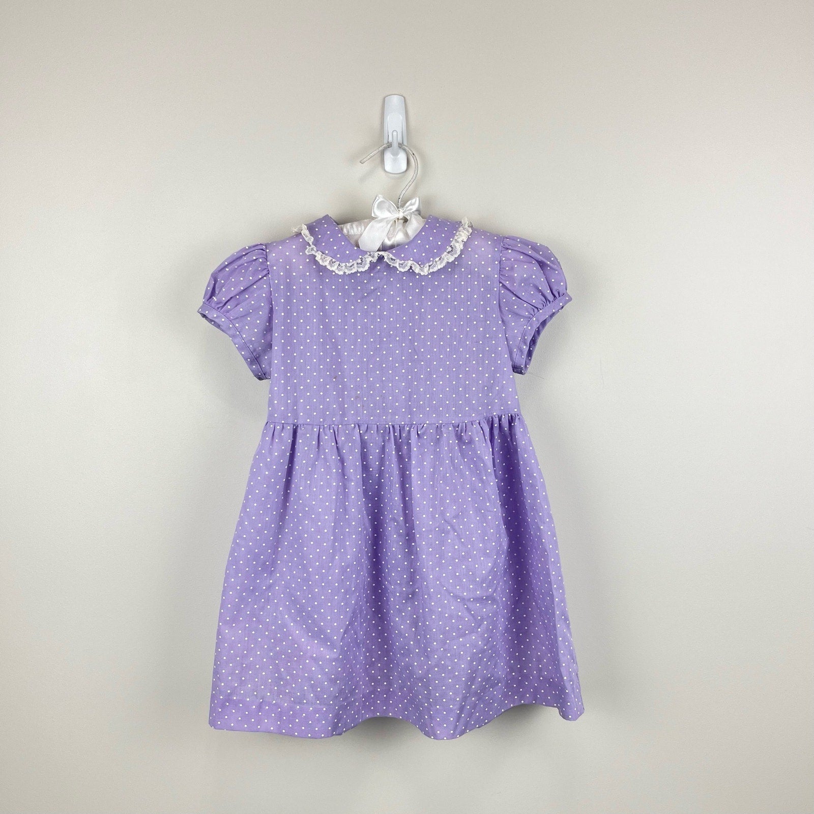 Vintage Polly Flinders Purple Polka Dot Dress 4T