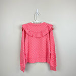 Load image into Gallery viewer, Mini Boden Frill Sweatshirt Crab Apple Pink Floral 9-10 NWT
