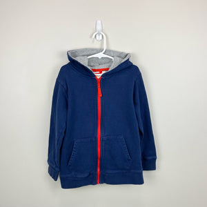 Mini Boden Navy Shark Zip Up Hoodie Sweatshirt 6-7