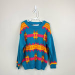 Load image into Gallery viewer, Go Nilly by AKM Blue Patterned Sweater Large 14
