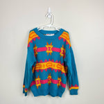 Load image into Gallery viewer, Go Nilly by AKM Blue Patterned Sweater Large 14
