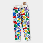 Load image into Gallery viewer, Mini Boden Kids' Pet Print Cotton Joggers Oatmeal Rainbow Pets 7-8 NWT
