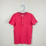 Load image into Gallery viewer, Mini Boden Washed Cotton Henley T-shirt Lollipop Pink 8-9
