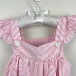 Load image into Gallery viewer, Vintage Samara Pink Seersucker Teddy Bear Bow Pinafore Dress 24 Months
