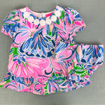 Load image into Gallery viewer, Lilly Pulitzer Girls Dominique Infant Shift Dress Gecko Green Tiger Sunrise 3-6 Months
