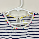 Load image into Gallery viewer, Mini Boden Charlie Navy Stripe Pom Pom T-Shirt 11-12
