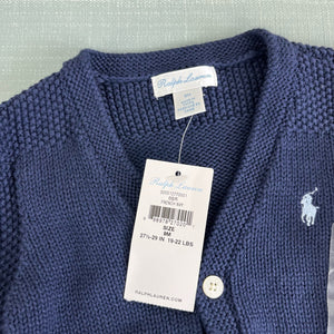 Ralph Lauren Navy Blue Cardigan Sweater 9 Months NWT