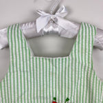 Load image into Gallery viewer, Vintage Cradlecraft Green Seersucker Stripe Applique Caterpillar Romper 24 Months
