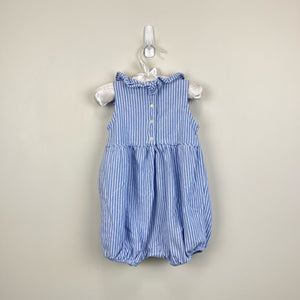 Ralph Lauren Ruffled Knit Bubble Shortall Blue 18 Months