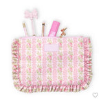Load image into Gallery viewer, LoveShackFancy Blooming Heirloom Zip Pencil Case Ruffles Strawberry Macaroon NWT

