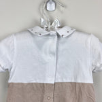 Load image into Gallery viewer, Mayoral Beige &amp; White Jersey Dungaree Romper Outfit 4-6 Months
