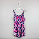 Load image into Gallery viewer, Lilly Pulitzer Girls Aleene Romper Nauti Navy Beyond the Sea L 8-10
